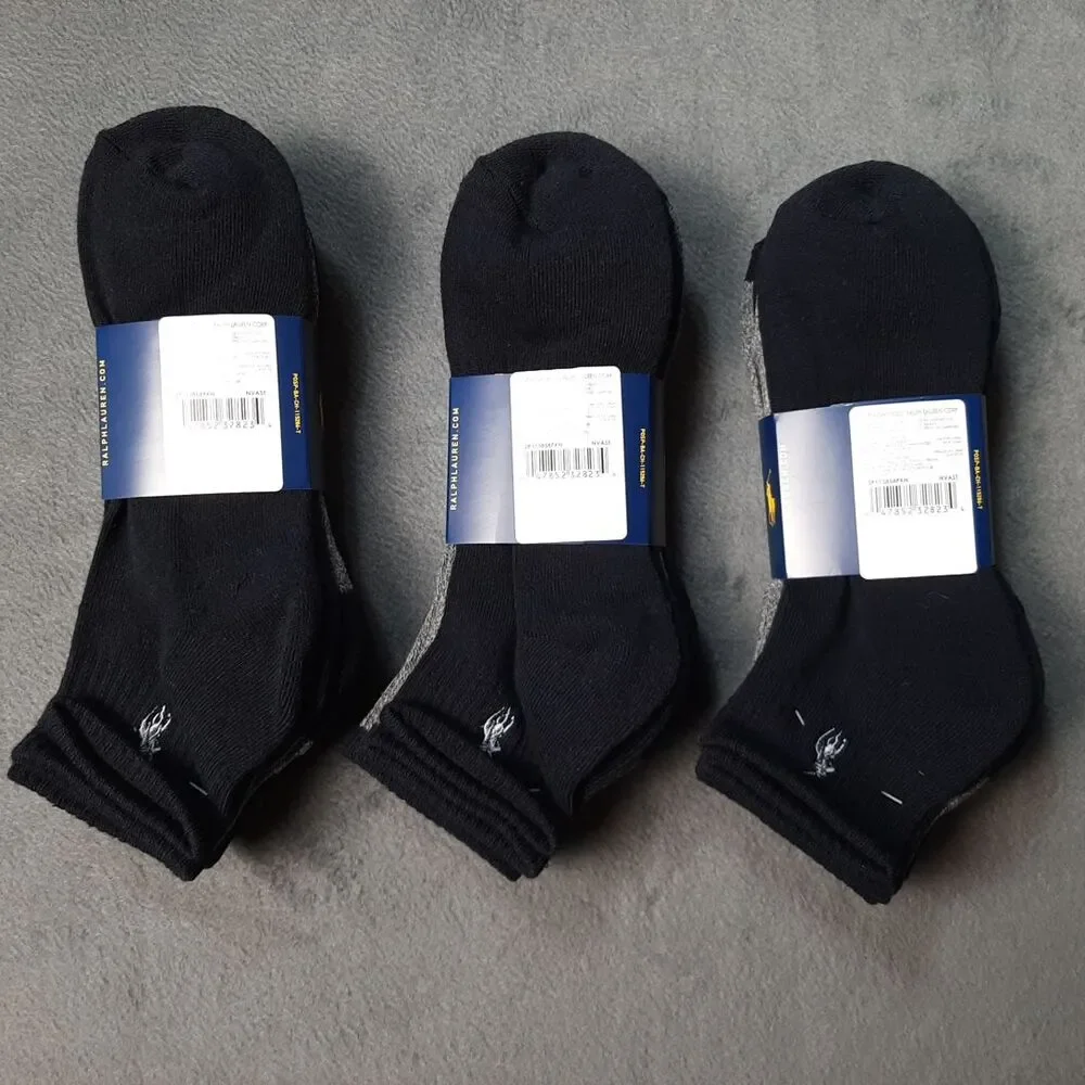 Polo Ralph Lauren Socks Mens Gray 4 Pairs PRL ZP113858PKN 3-PACK BUNDLE!